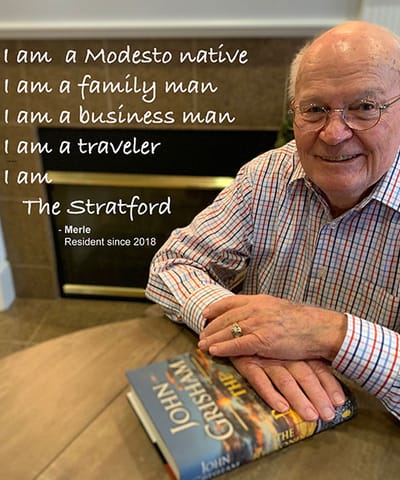 Resident sharing his story by the fireplace