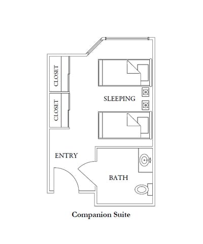 Floor plan of a companion suite in a nursing home
