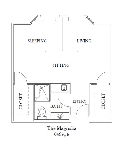 Architectural floor plan of a resident room