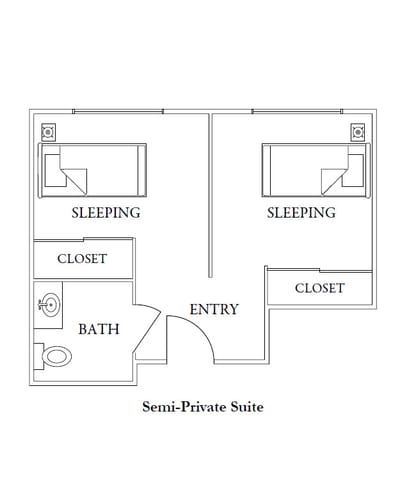 Floor plan of a semi-private suite