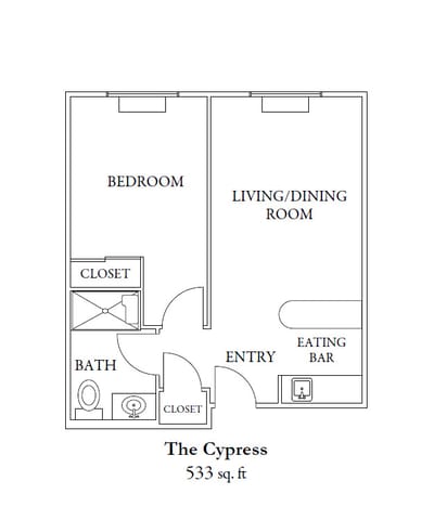 Floor plan of The Cypress unit layout