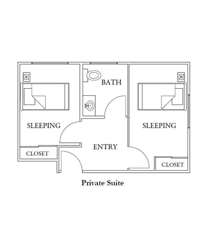 Architectural floor plan of a private suite