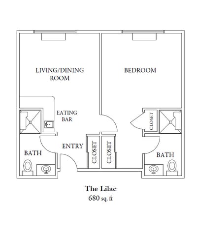 Architectural floor plan of The Lilac unit