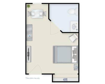Architectural floor plan of a resident room