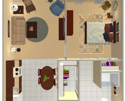 Architectural floor plan of a resident unit