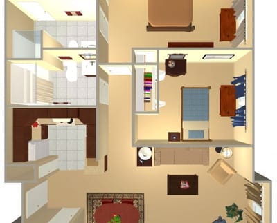 Architectural floor plan of a unit layout