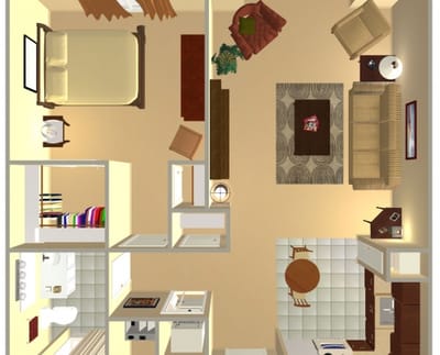 Architectural floor plan of a resident unit