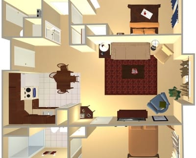 Floor plan of a resident room layout