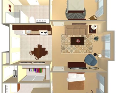 Floor plan of a typical resident room layout