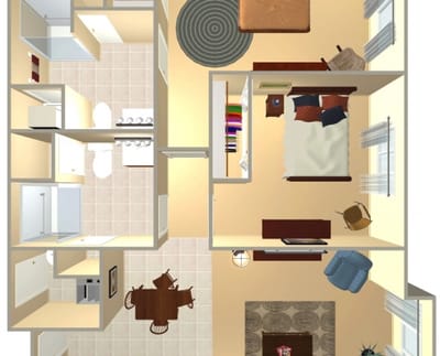 Architectural floor plan of a resident unit