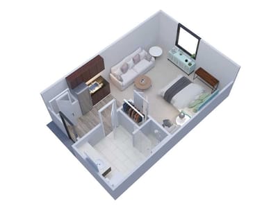 Interior layout of a private resident room