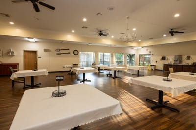 Interior dining room with tables and chairs