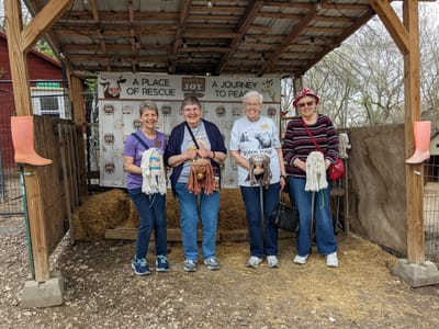 Residents enjoying an outdoor crafting activity together
