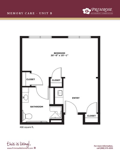 Architectural floor plan of Memory Care Unit
