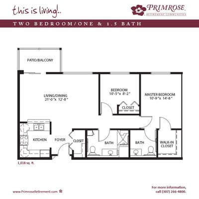 Architectural floor plan for a two-bedroom apartment
