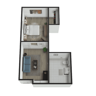Architectural floor plan of a living space
