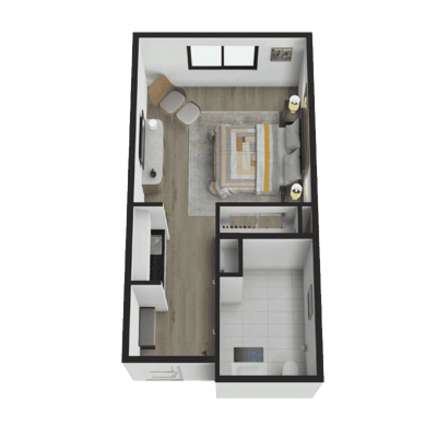 Architectural floor plan of a resident room