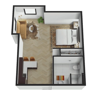 Floor plan of a resident living unit