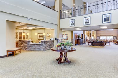 Interior view of a senior living facility lobby