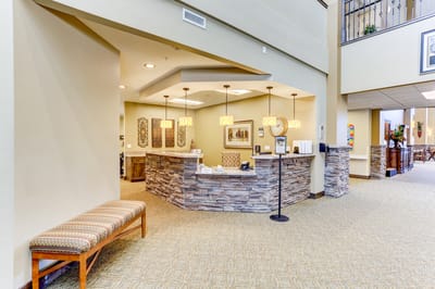Welcoming lobby area with reception desk