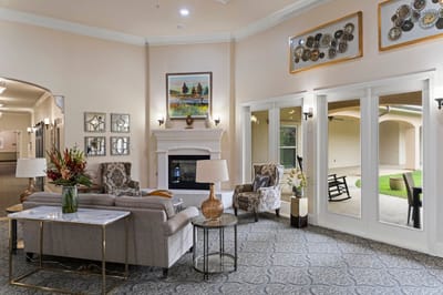 Welcoming common area with seating and decor.