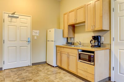 Bright kitchen space in a facility room