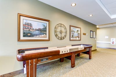 Common area with shuffleboard and decorations