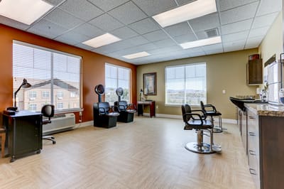 Interior of a hair salon space