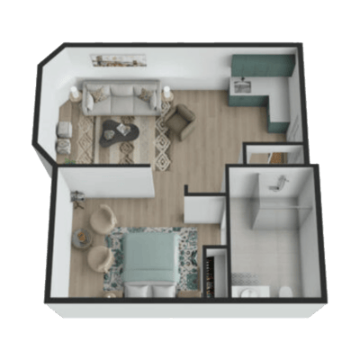 Architectural floor plan of a living space.