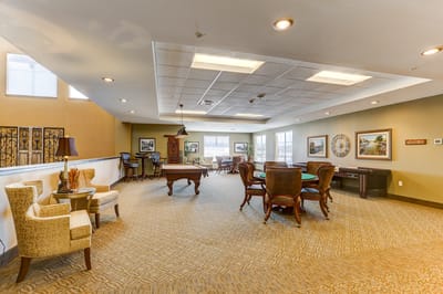 Common area with seating and pool table