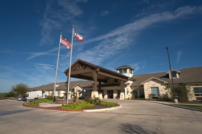 Front entrance of Hawthorn Court assisted living facility.