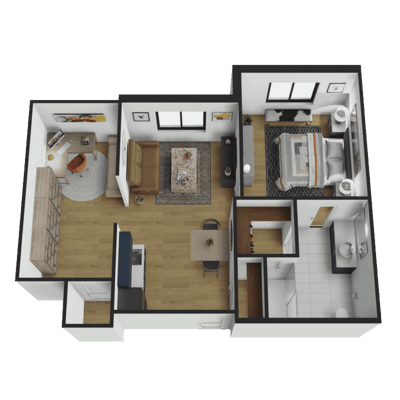 Architectural floor plan layout of a room.