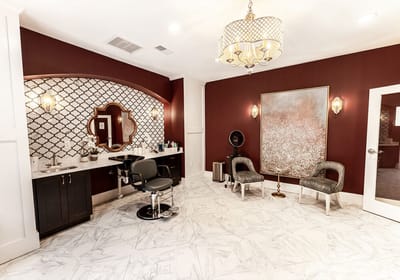 Salon area with chairs and decor