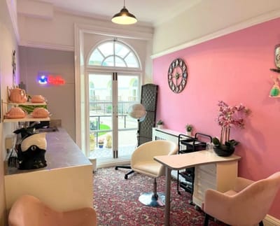 Interior of a salon space with modern decor