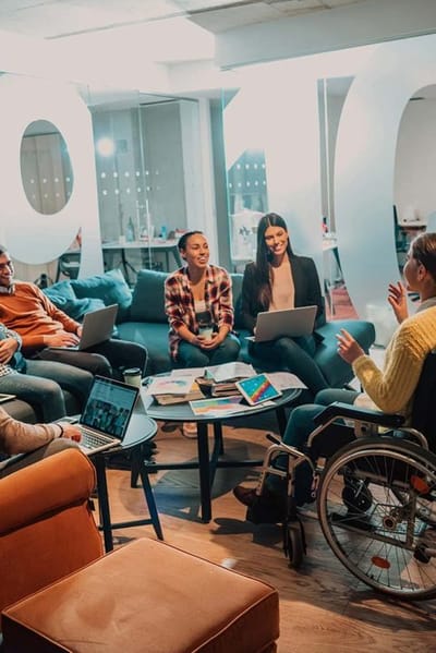 Residents and staff engaged in a group activity