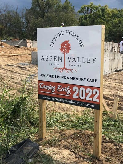 Construction sign for Aspen Valley Senior Homes