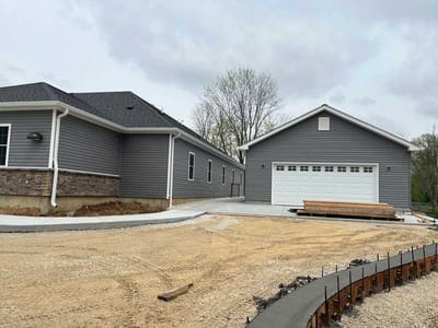 Exterior view of a senior living facility under construction