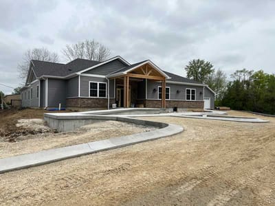Newly constructed exterior of a senior living facility