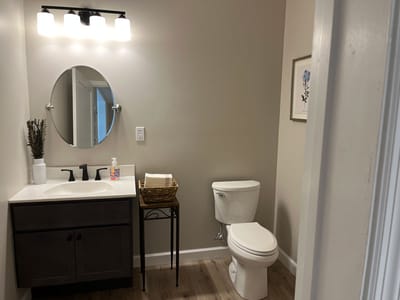 A well-lit bathroom with modern fixtures