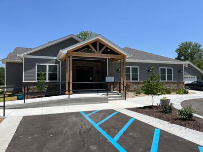 Exterior view of Aspen Valley Senior Homes building entrance
