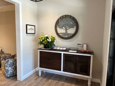 Interior hallway with decor and flowers