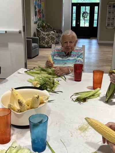 Residents participating in an activity in a common area