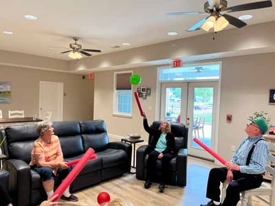 Residents engaging in a fun activity indoors