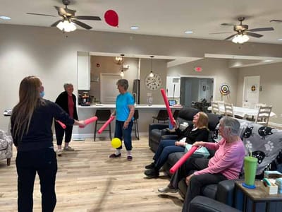 Residents engaging in an activity in a common area