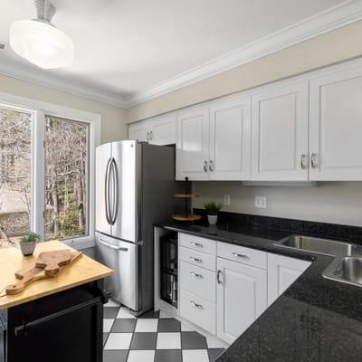 Modern kitchen with stainless steel appliances