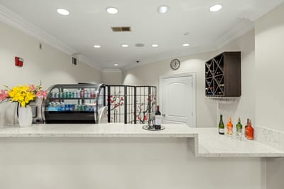 Interior of a facility bar area with drinks