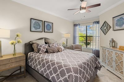 Cozy, well-decorated resident room with natural light