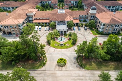 Aerial view of the Conservatory at Alden Bridge facility entrance