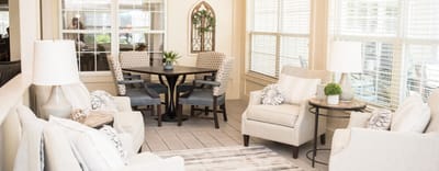 Interior common area with comfortable seating and light decor