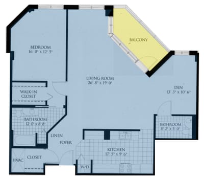 Architectural floor plan with room dimensions